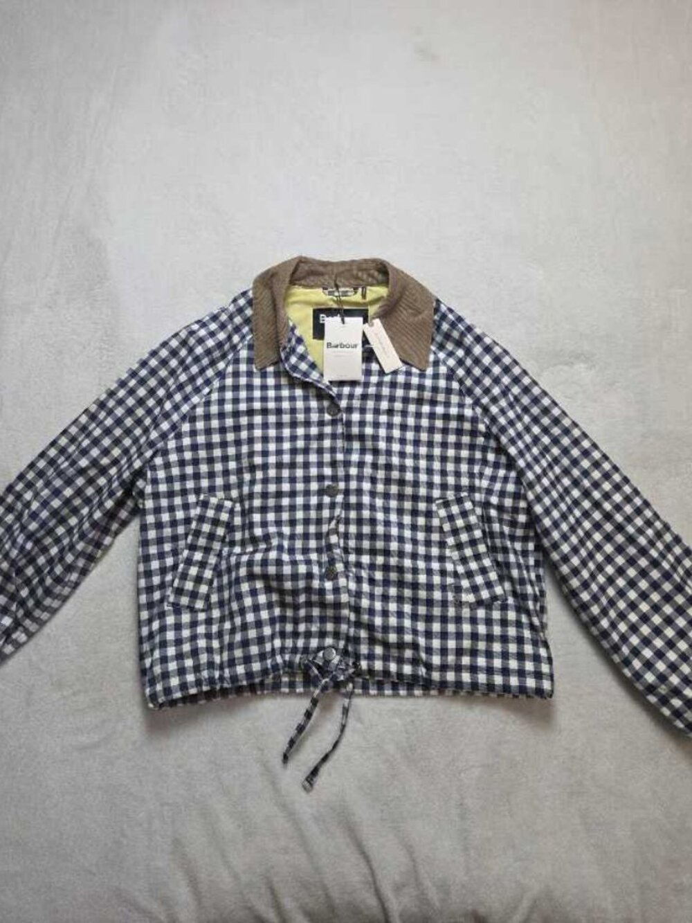 New US 4 / UK 8 Barbour (from Anthropologie) Ovingham casual gingham navy jacket